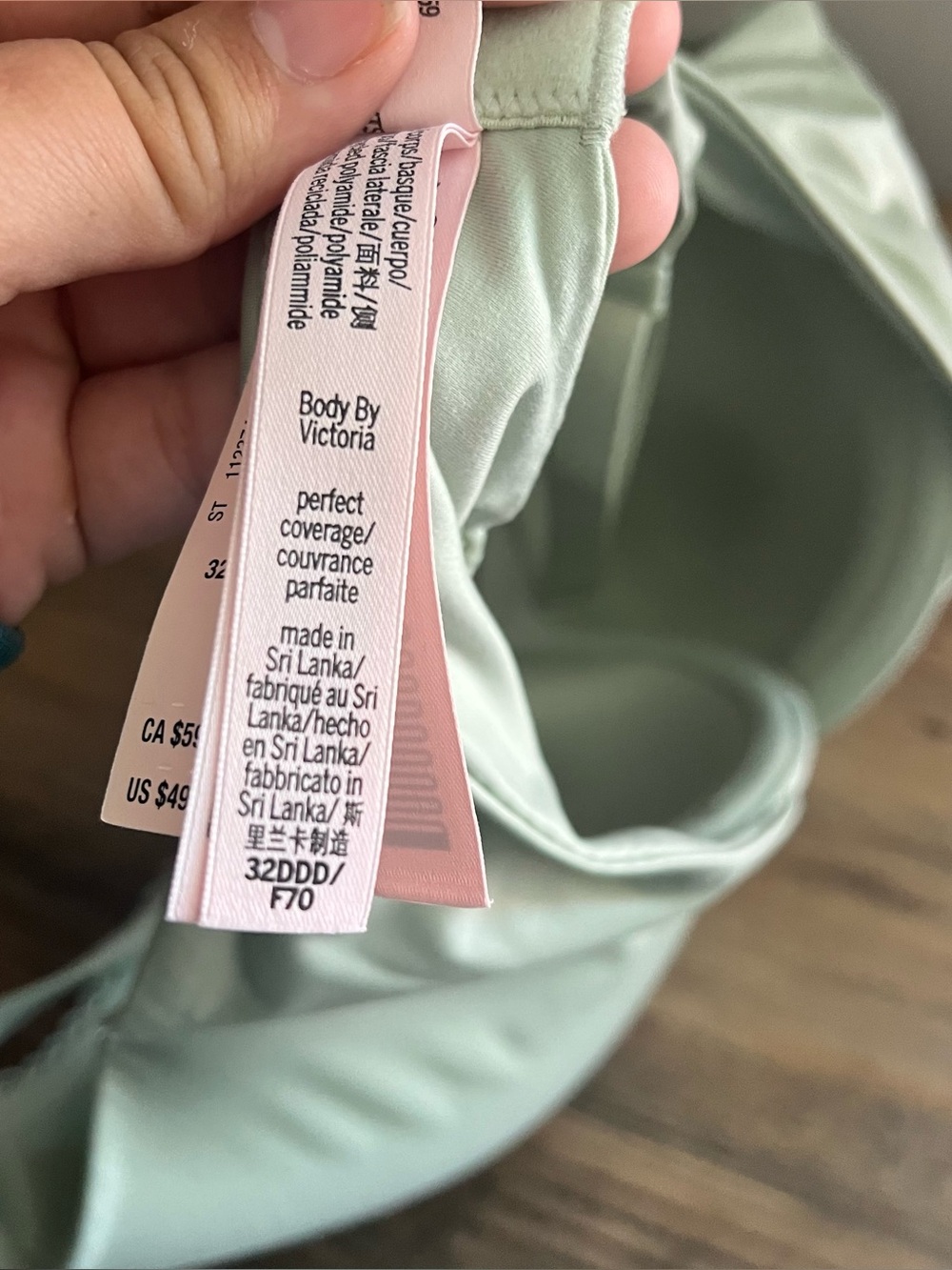 Victoria’s Secret Body Perfect Coverage Mint Bra Size 32DDD NWT - Picture 7 of 7